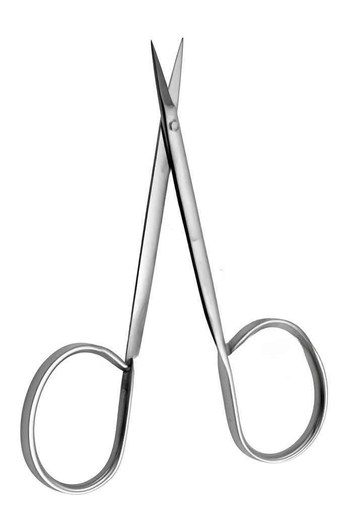 Tijeras de iris. Anillos grandes puntiagudos de 10 cm.