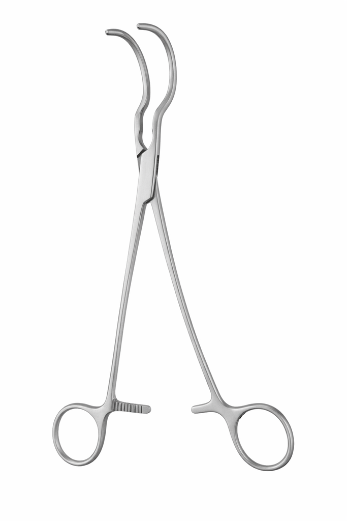 Pinza vascular WYLIE curvada de 22 cm
