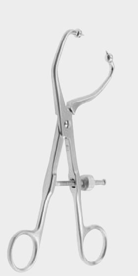 Fórceps de reducción pélvica angulados 19 cm
