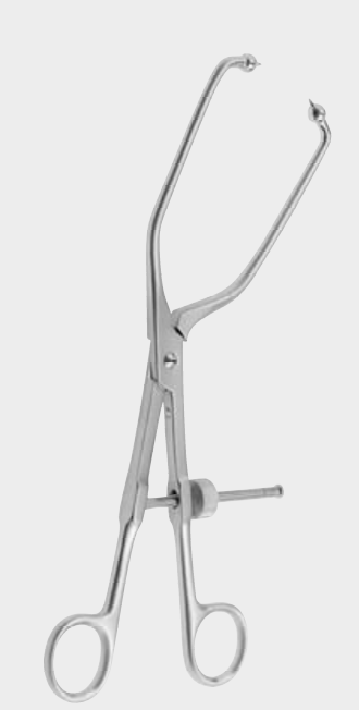 Fórceps de reducción pélvica angulados 24 cm