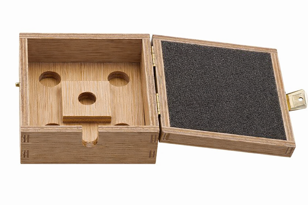 Caja de madera para juego de espéculos auditivos