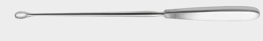 [CUB-19391-14-ss] Cureta COLLIN dentada de 14 mm y 28 cm